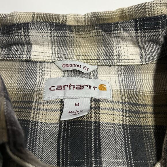 Carhartt Long Sleeve Plaid Button Down Mens Size Medium Heavy Flannel Green - Picture 4 of 9